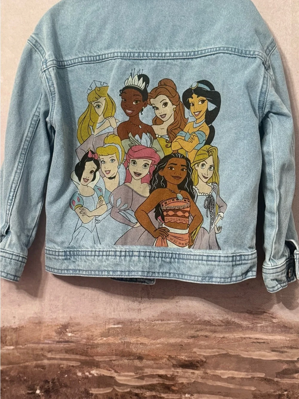 Disney Princesses light wash denim jacket Size 5
